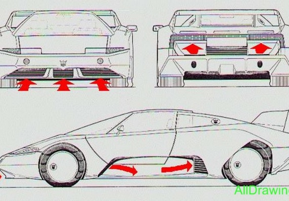 Maserati Chubasco Concept - drawings (drawings) of the car
